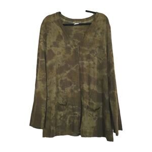 Heyne Bogut Snap Up Wool Shirt Womens 4 US Large Green Hand Dyed Artsy Boho Chic